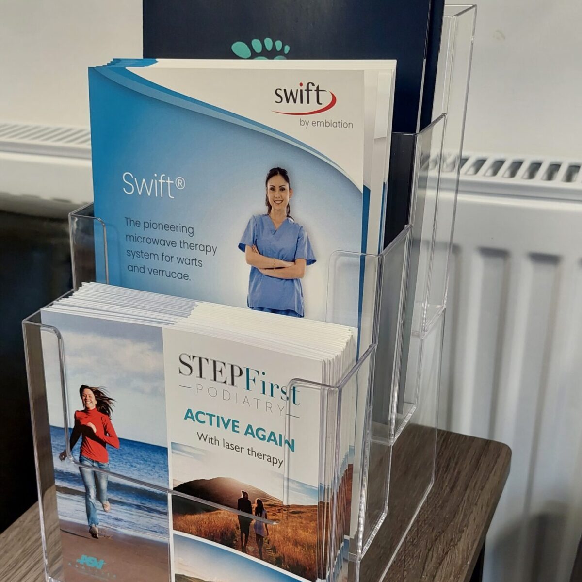 Acrylic Leaflet Stand shown in use