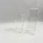 Clear acrylic book stands with lips