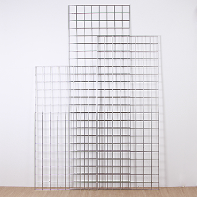 Iron Mesh Build Silver Finish AD3PNLT Displays2go Gridwall Art Panels Double-Tiered Design 