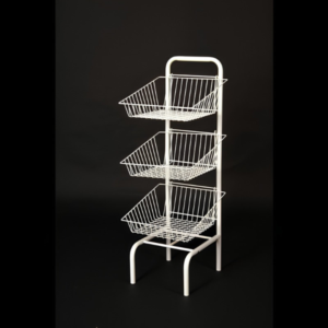 White Wire 3 Tier Basket Unit