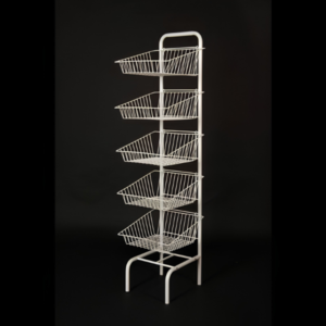 White Wire 5 Tier Basket Unit