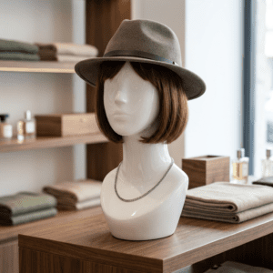 White Gloss Mannequin Heads in situ