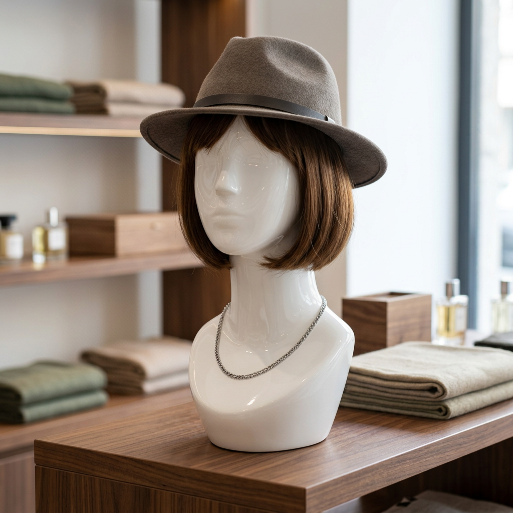 White Gloss Mannequin Heads in situ White Gloss Mannequin Heads in situ