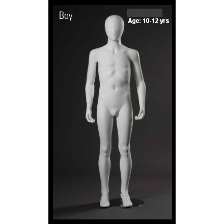 Age 10-12 Matt White Featureless Boy Mannequin