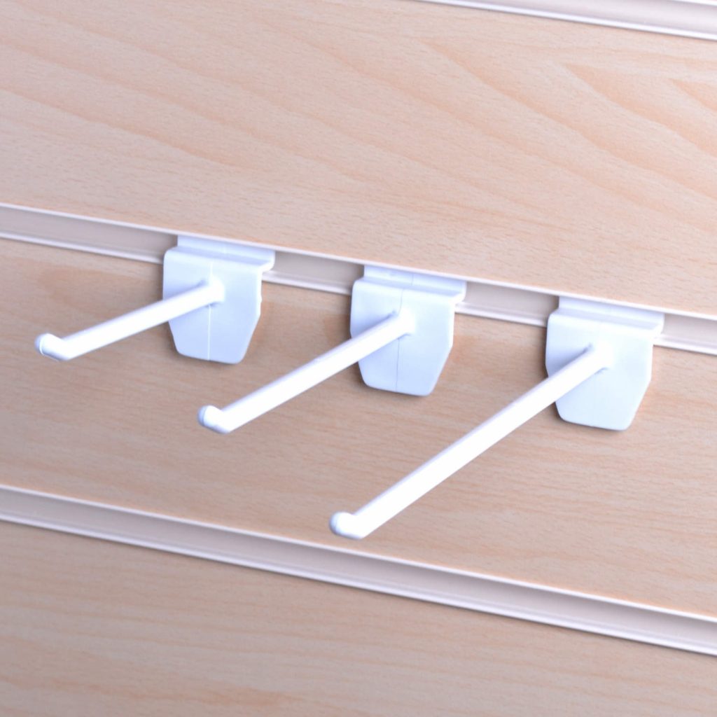 Plastic Slatwall Hooks White For Sale Fast UK Delivery