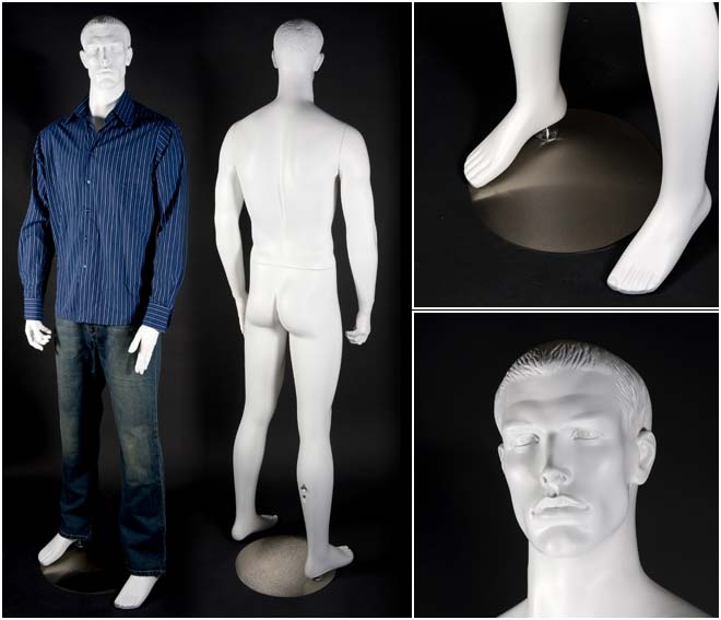 Matt White Male Mannequin with Sculpted Features "William"