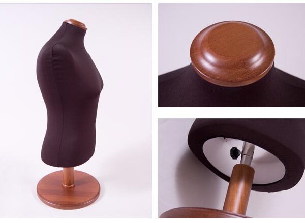 Short Female Black Body With Wooden Walnut Stand & Cap