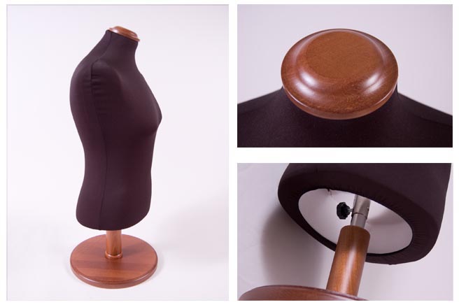 Short Female Black Body With Wooden Walnut Stand & Cap