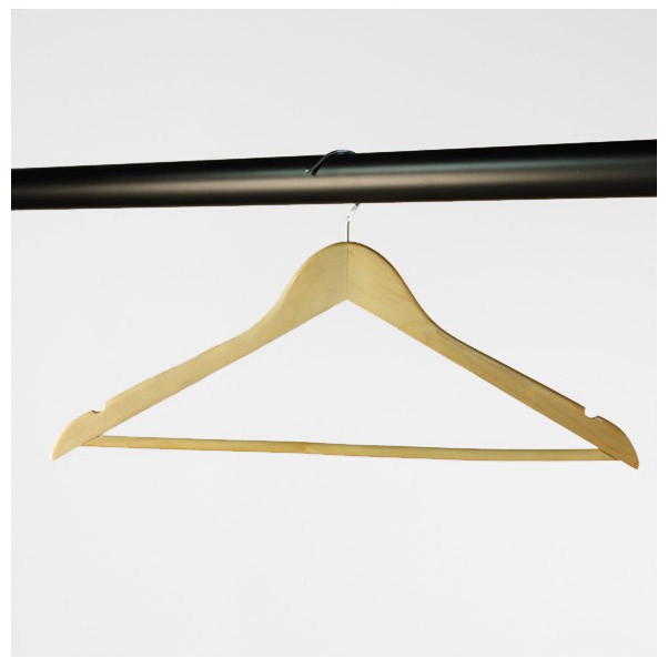 Rounded Wishbone Wooden Hangers with Centre Bars & Notches (450 mm)