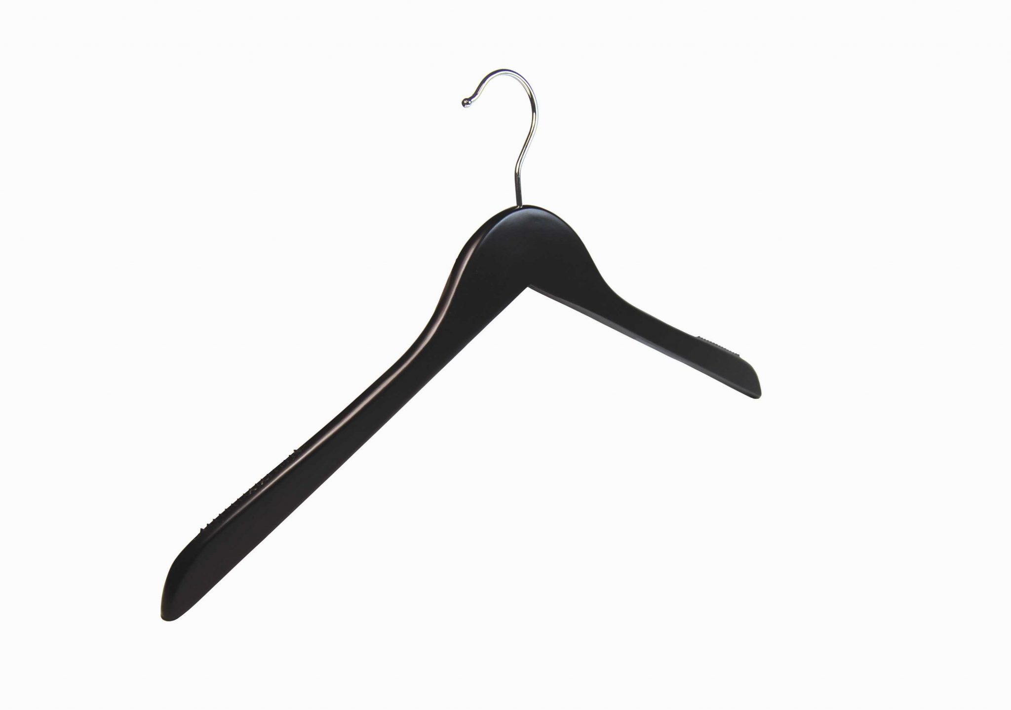 Matt Black Wooden Hangers With Grips (440 mm) For Sale Fast UK Delivery