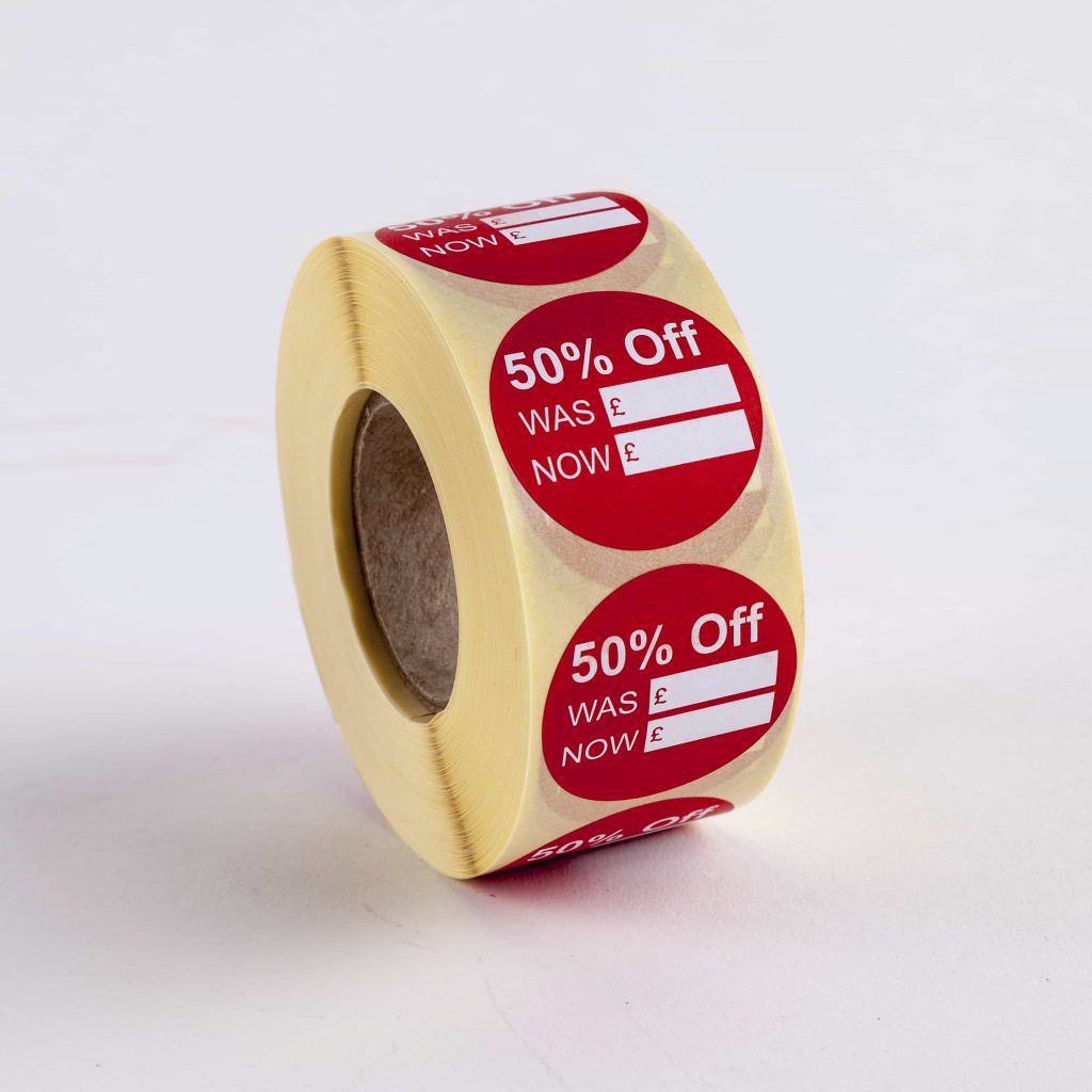 Retail Sale Stickers: 50% off with WAS/NOW boxes | The Display Centre UK