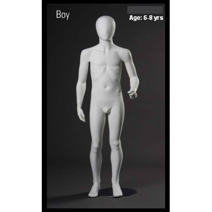 Age 6-8 Matt White Male Featureless Child Mannequin
