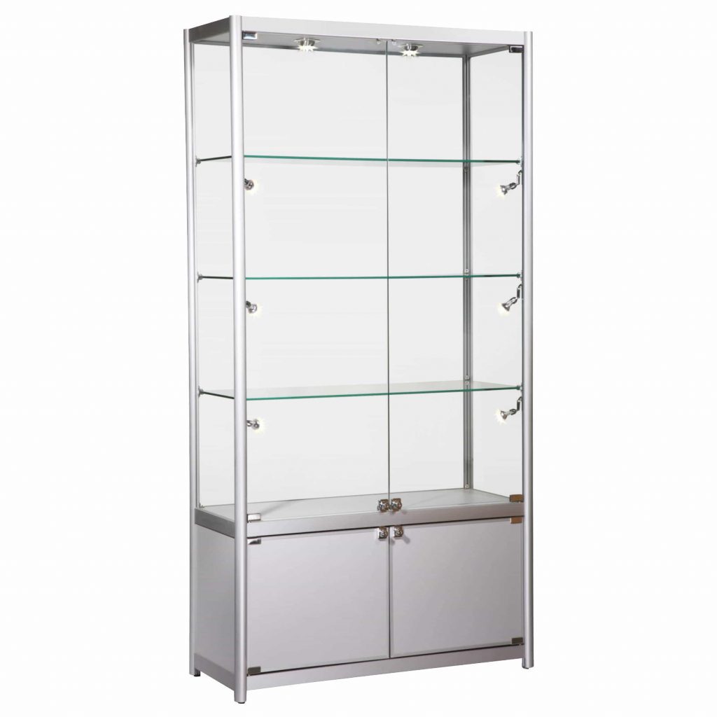 Glass Display Showcase Tall Extra Wide inc Storage - The Display Centre