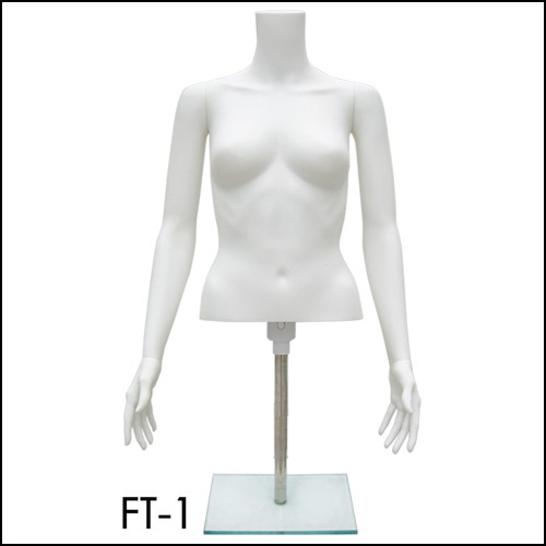 White Plastic Female Half Bust with Stand