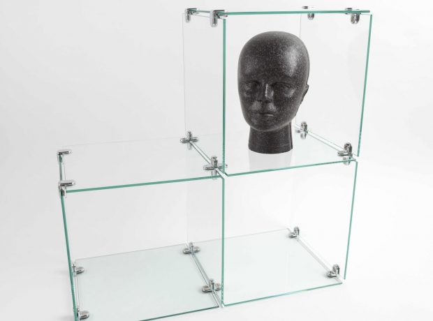 Three Glass Display Cubes
