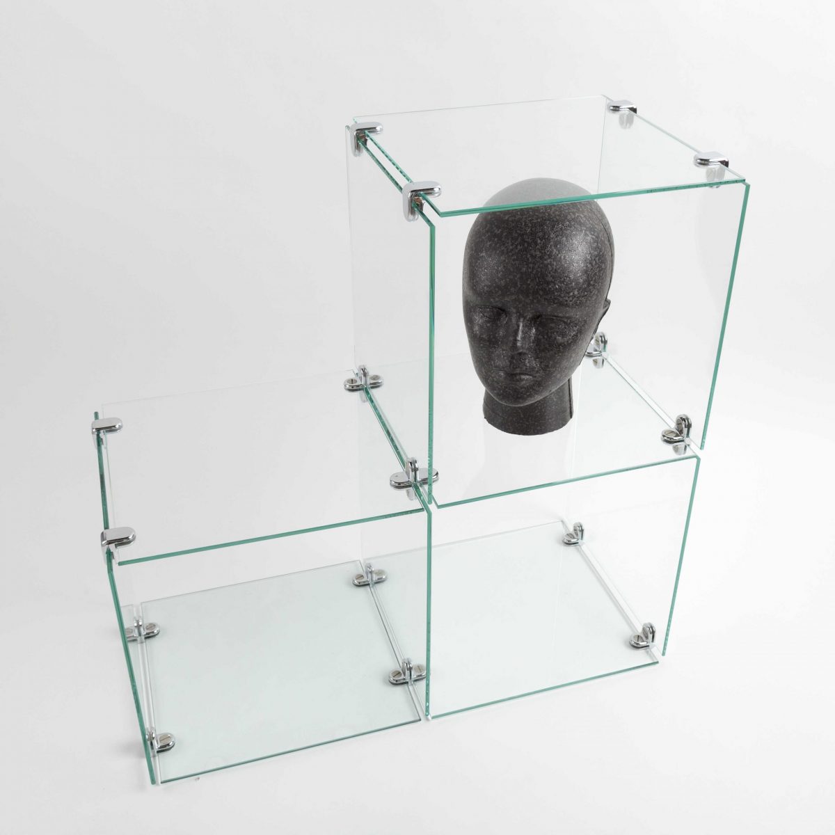 Three Glass Display Cubes
