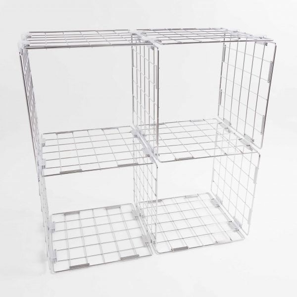Chrome Grid Cube Display - 4 Compartments