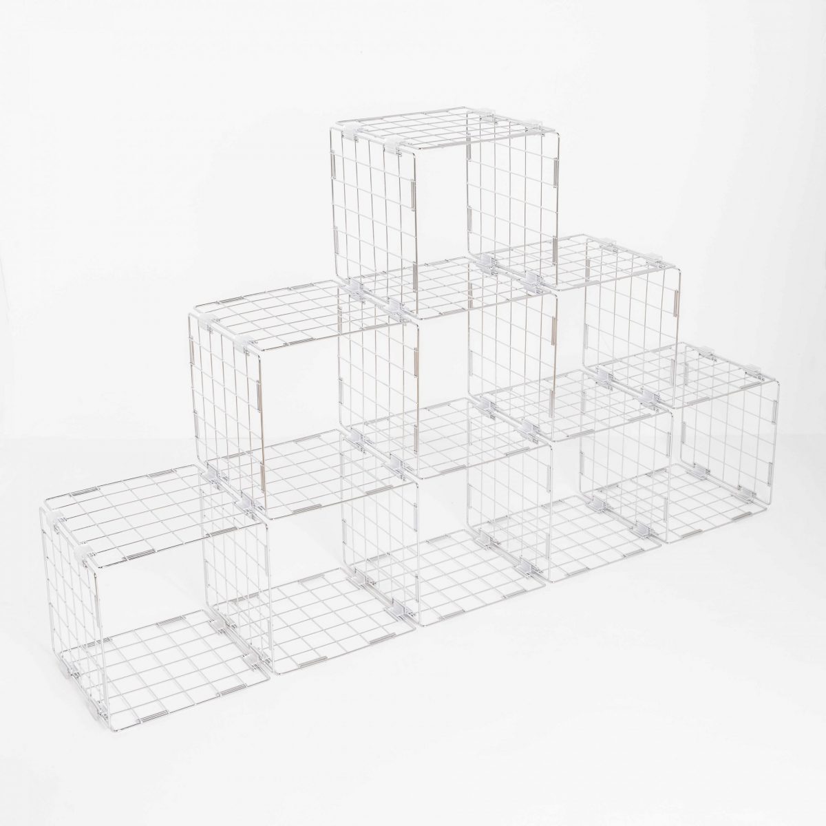 Chrome Grid Cube Display - 9 Compartments