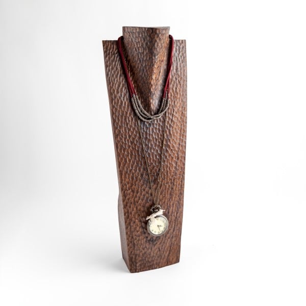 Dark Wood Tall Jewellery Bust (500 mm)