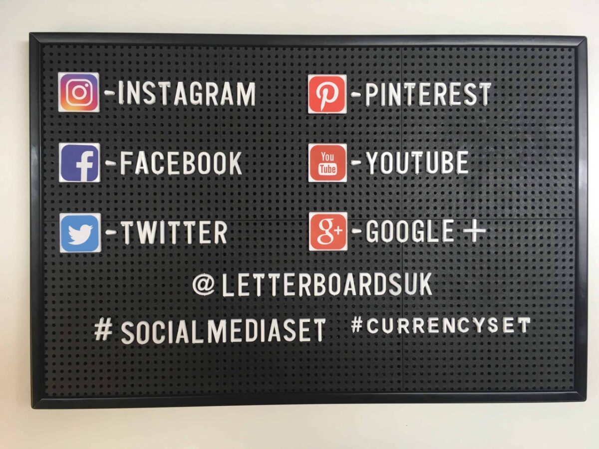 Social Media and Currency Letter Board characters Pack