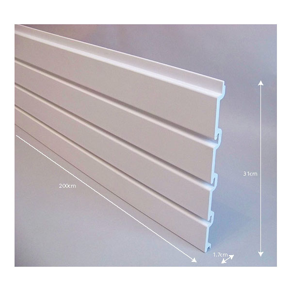 Plastic Slatwall Panel White (200cmW x 31cmH)