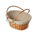 cotton lined wicker basket - dark wicker