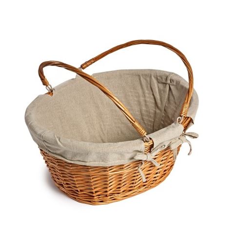 Cotton Lined Wicker Shopping Baskets