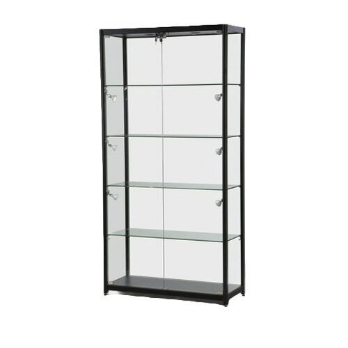 Glass Cabinet Black Double Door Tower 390785 e1700232977309