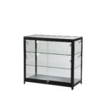 Glass Display Cabinet with Lights Black - Flat Packed