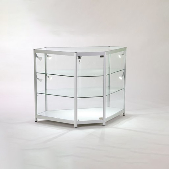 Corner glass display cabinet for sale in London