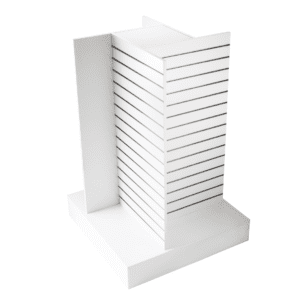140221 Flat Pack Slatwall 4 Way Gondola White
