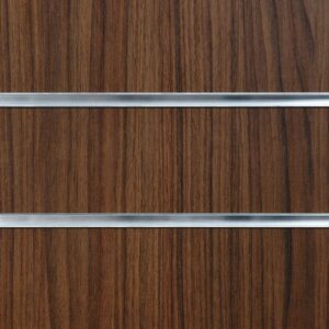 Walnut Slatwall Panel - MDF Melamine - 1200mm x 1200mm - Aluminium Inserts