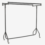 127007 Black Double Clothes Rail on Wheels