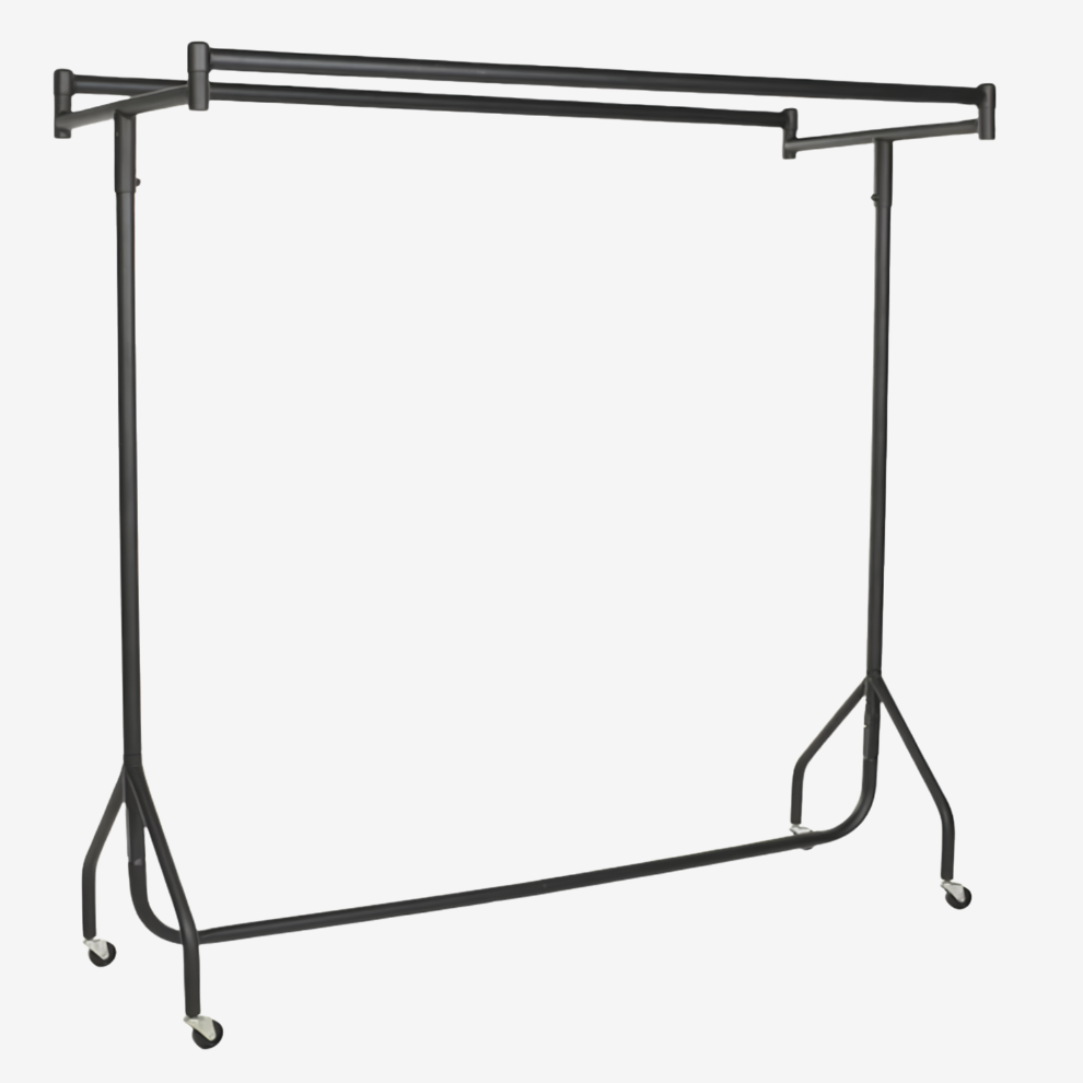 127007 Black Double Clothes Rail on Wheels 127007 Black Double Clothes Rail on Wheels