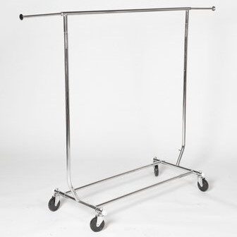 Adjustable Clothes Rail in Chrome with four wheels