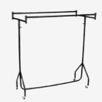 Black Double Clothes Rail on Wheels