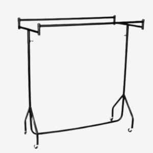 Black Double Clothes Rail on Wheels