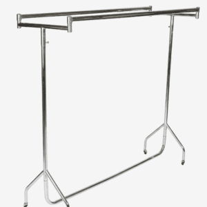 Chrome Double Clothes Rail on Wheels