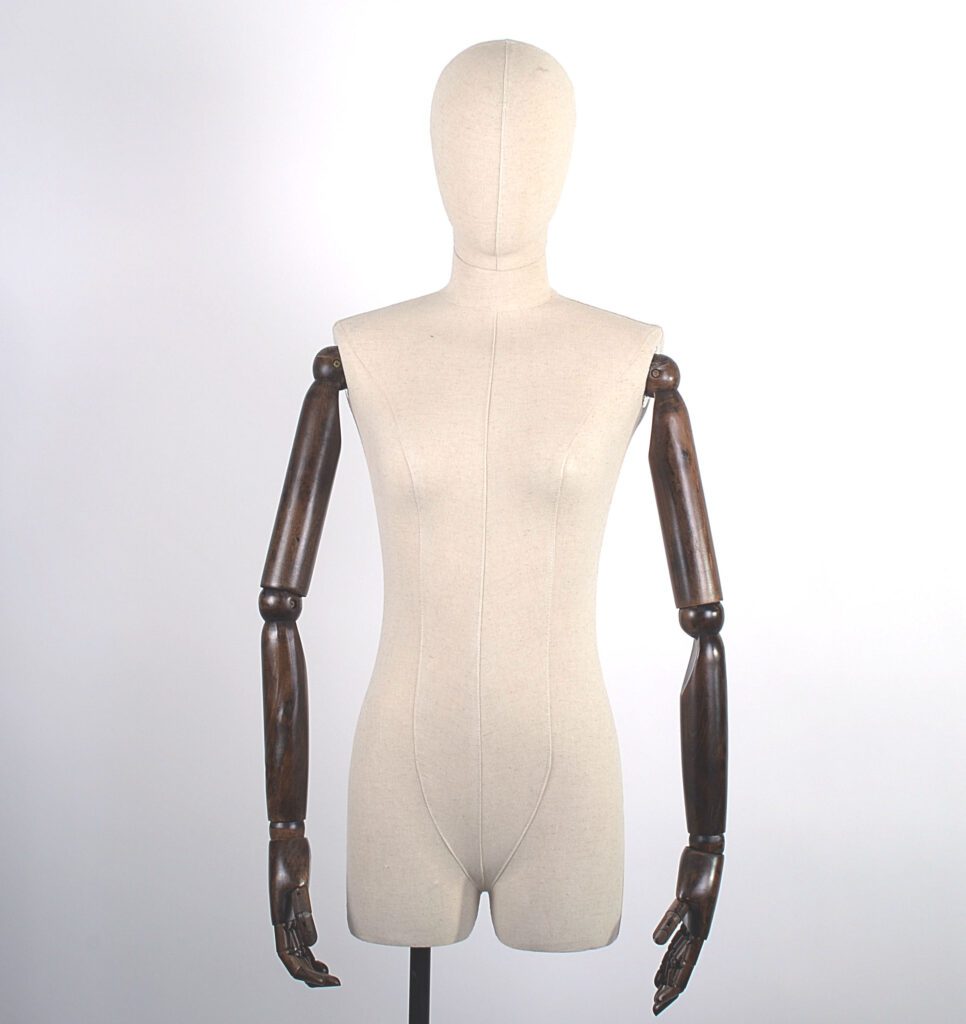 Articulated Female Torso | Dark Wood Arms | Stand with Wheels