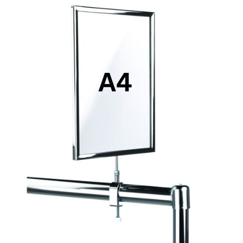 125852 Chrome A4 Portrait Clamp On Card Holder