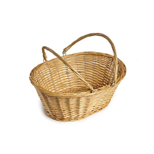 324125 wicker shopping basket with handles light