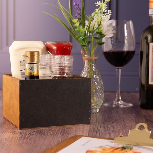 455294 Wooden Chalkboard Condiment Caddy