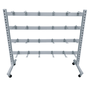 Silver Queue System with Wheels hooks