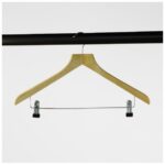 255305 Wooden Suit Hanger with Clips (100 Pack)