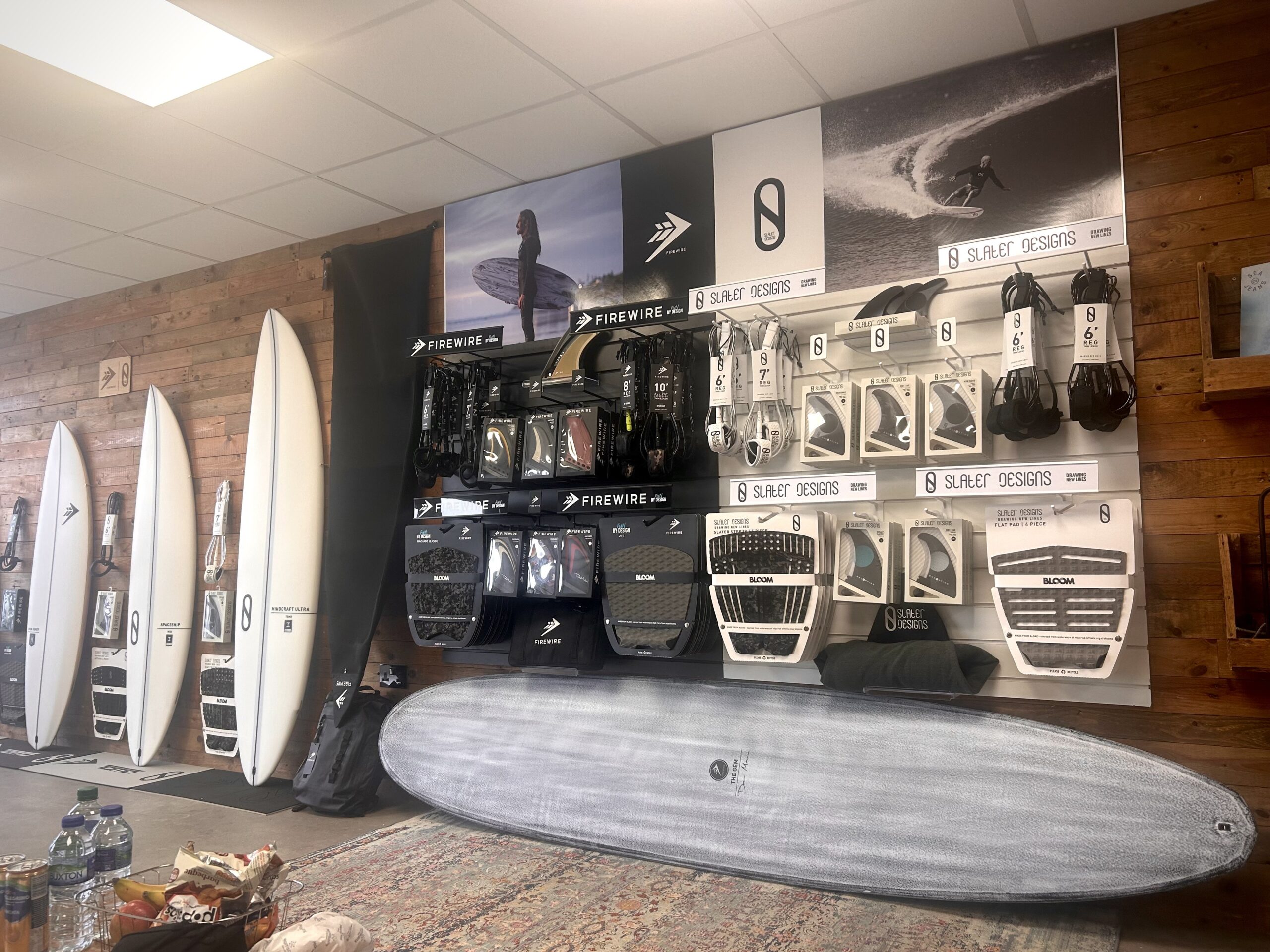 Hectic Surf Shop Black and White Slatwall Display