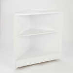 390820 White Wooden Shop Counter Corner with Wooden Shelf (2)