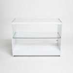 390825,390826 White Wooden Shop Counter with Glass Shelf (1)