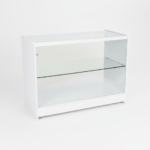 390825,390826 White Wooden Shop Counter with Glass Shelf (2)