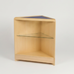 390855 Maple Wooden Shop Counter Corner with Glass Shelf