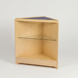 390855 Maple Wooden Shop Counter Corner with Glass Shelf